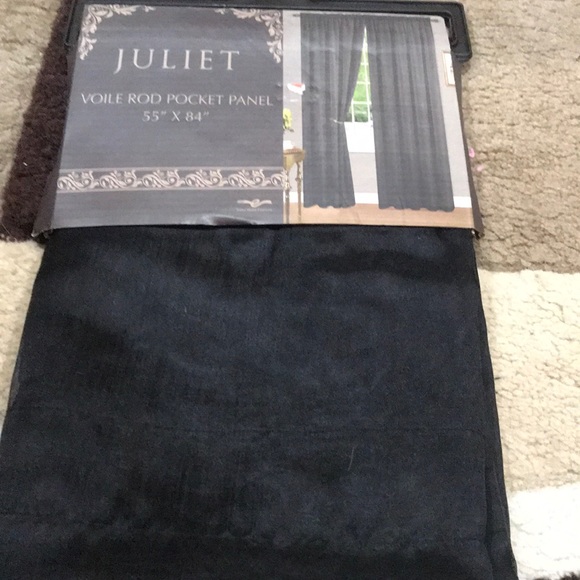 Black Sheer Rod Pocket Window Panel - Picture 1 of 4